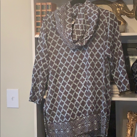 Gretchen Scott Designs Tops - Periwinkle and gray top with fun cowl neck